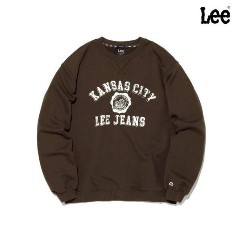 LEE カレッジ タイポ クルーネックTシャツ ブラウン LE2601CR03BR