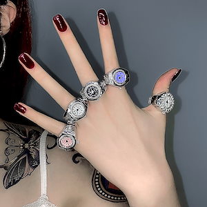 腕時計指輪女性ファッション個性カップルミニアイデア装飾指時計指輪韓国ファッション