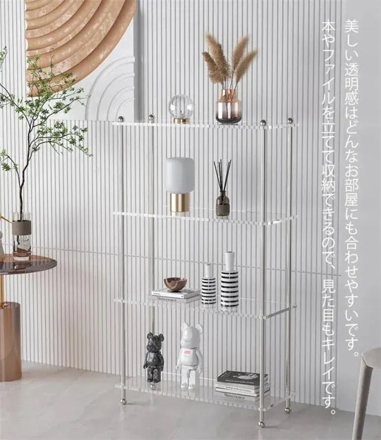 アクリルラック オープンシェルフ 2段ラック 3段ラック4段ラック本棚 収納 棚 簡単組立 キャスター付き おしゃれ 収納棚 ディスプレイ ラ