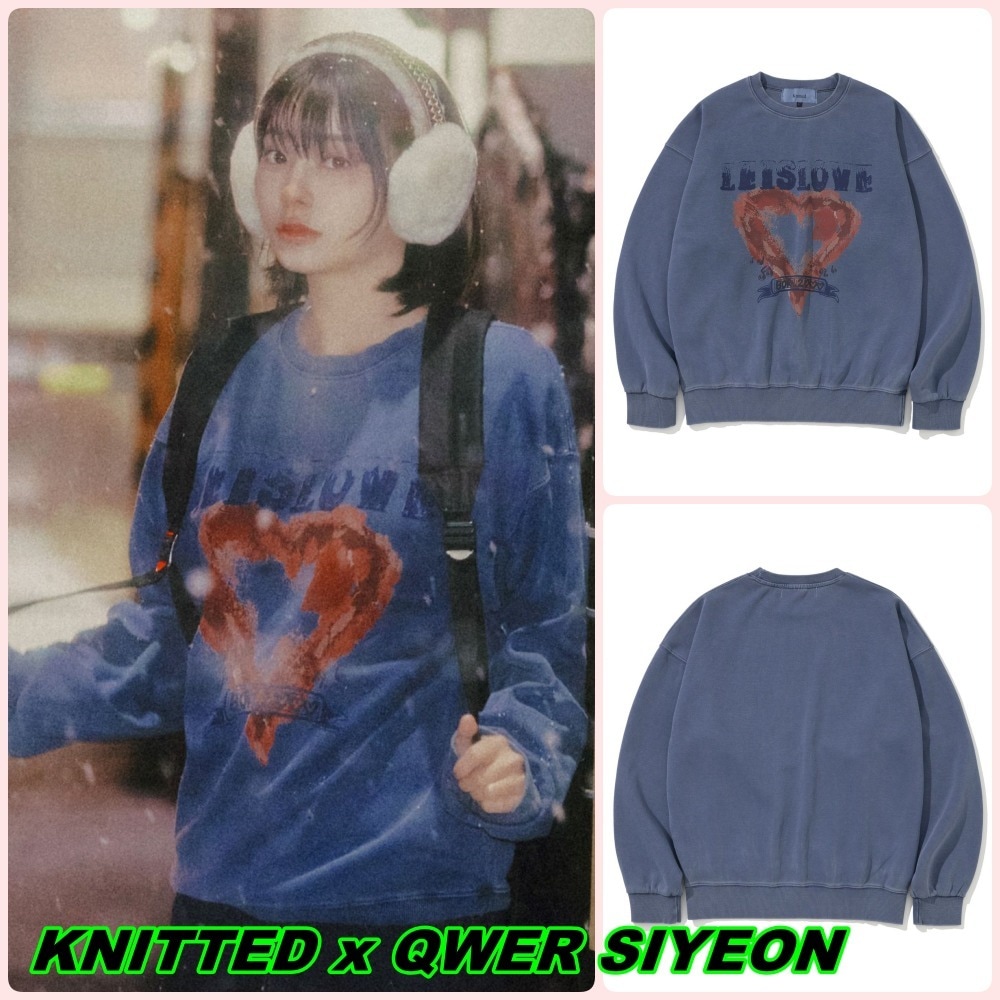 【KNITTED x QWER SIYEON】Pigment Lets Love Sweashirt BLUE