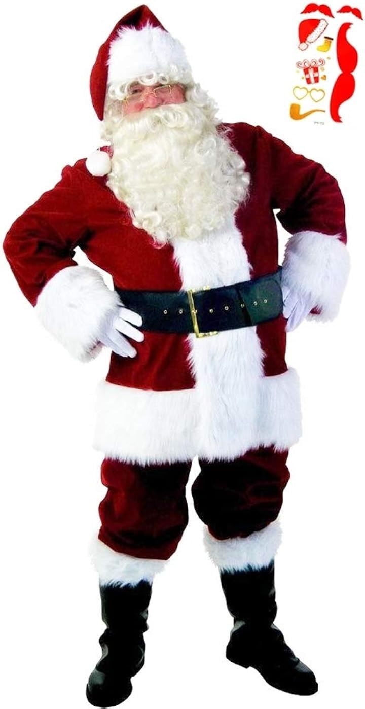 豪華本格11点セットサンタ コスプレ メンズ サンタクロース コスチューム クリスマス ボディシール付き(Mサイズ)