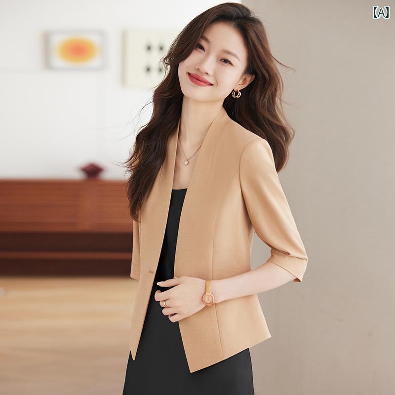 シューズ　スリッパ　カジュアル ノー カラーの 小さい ブレザー レディース 夏 薄手スタイル ショート ハイエンド プロ スーツ スカート