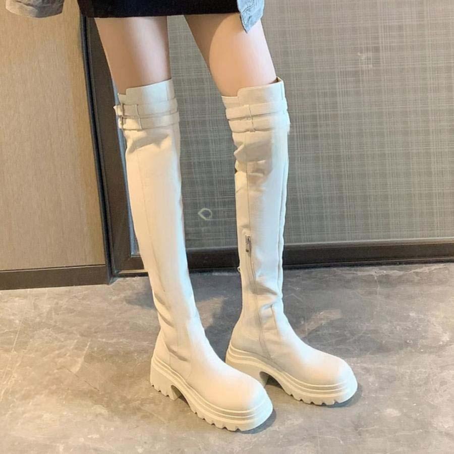 2025新品 数量限定 セクシー ニーハイブーツ ストレッチ レディース 厚底 前厚 ジョッキーブーツ ラウンドトゥ チャンキーヒール おしゃれ 美脚 ロング丈 ロングブーツ 劇団衣装 短納期