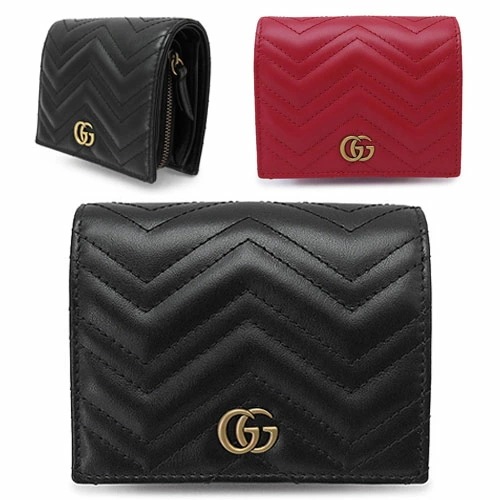 折財布 レディース GGマーモント 546580 DTD1T 二つ折り財布 コインケース 小銭入れ シェブロン キルティング レザー