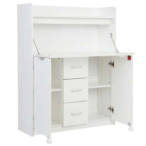 スペースを節約できる棚収納付き折りたたみ式上部引き出しコンピューターデスク スカンジナビア