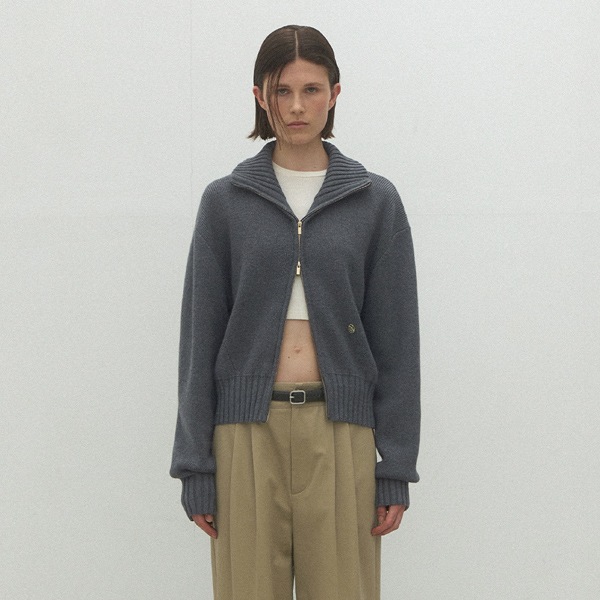 (CD-2143)ESSENTIAL ZIP-UP WOOL CARDIGAN