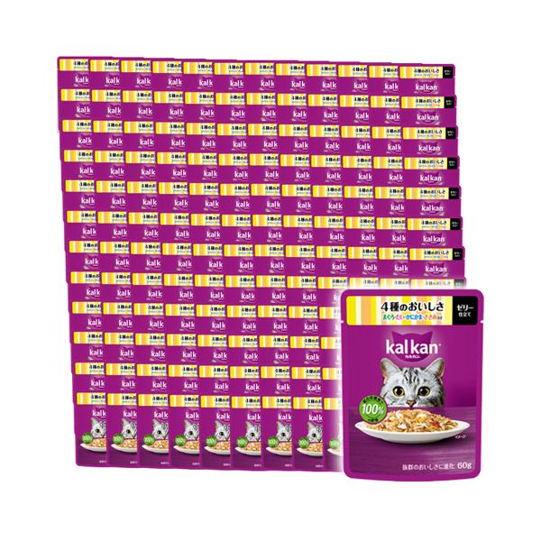120個セット カルカン パウチ 4種のおいしさ まぐろ・たい・かにかま・ささみ入り