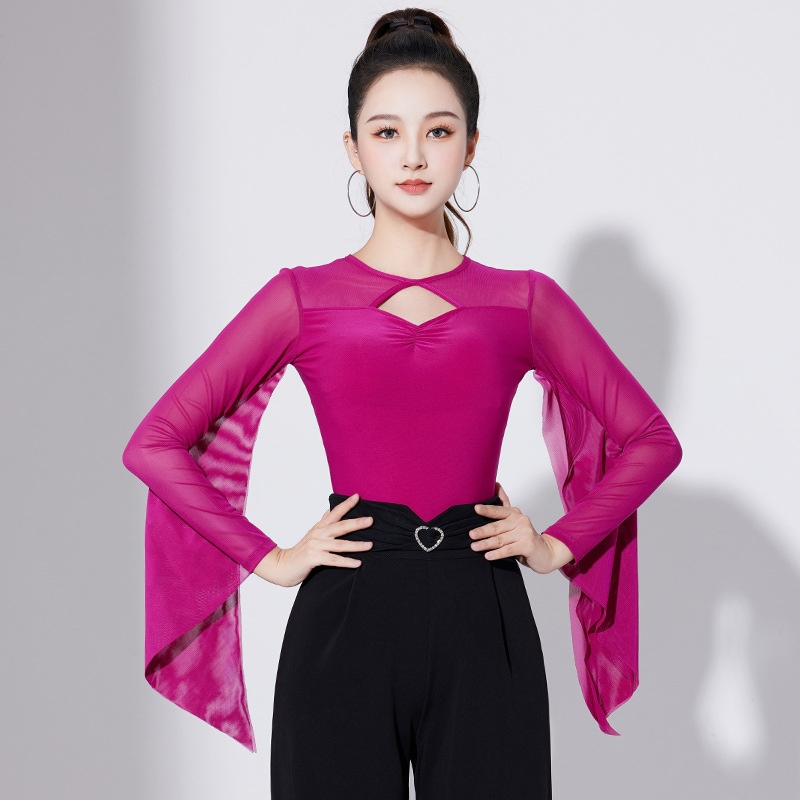 モダンダンス 女性用長袖トップス ラテンダンス 社交ダンス 社交ダンス 大人用 競技練習用ダンス服 女性用