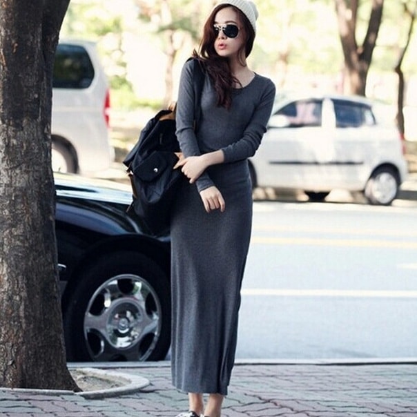 ワンピース ロングワンピース タイトワンピース 長袖 ラウンドネック タイト かわいい 大人可愛い きれいめ シンプル 上品 おしゃれ 大人女子 レトロ ラフ ルーズ こなれ感 個性的 主役級 存在感