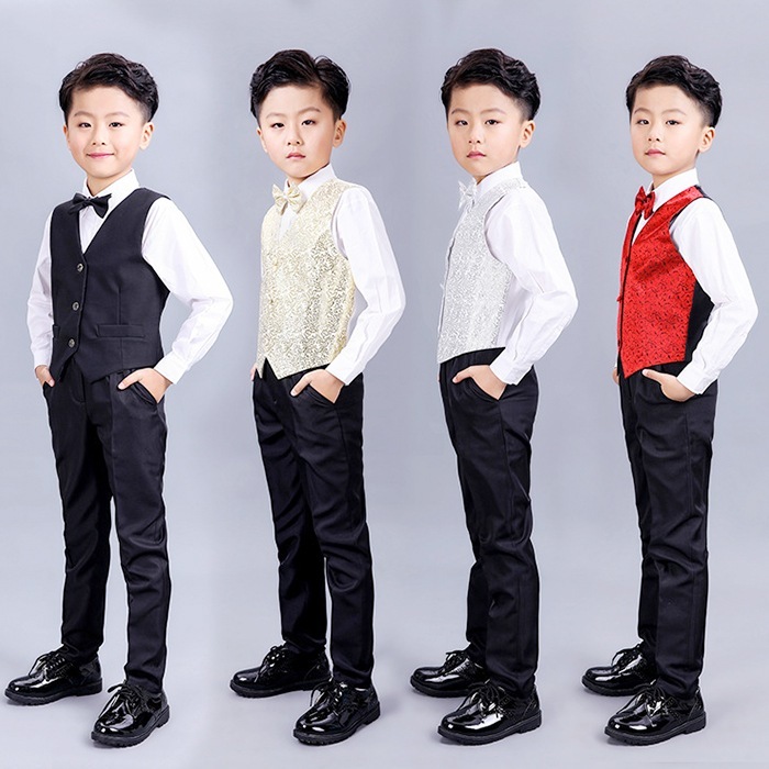 子供ベストパンツシャツ蝶タイ4点セットキッズステージ衣装ダンス衣装舞台衣装スーツ男の子子供服ピアノ