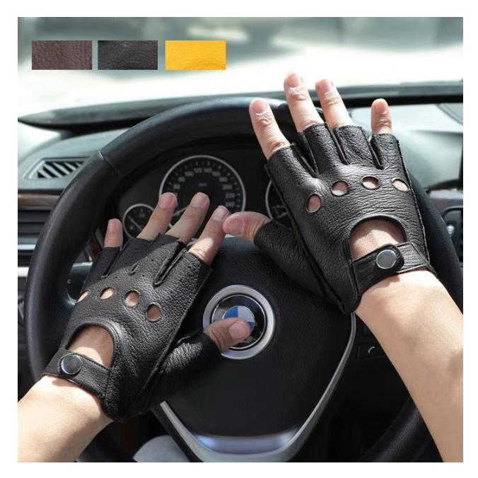 【即納】レザーグローブ 男性用 オープン フィンガーレスグローブ 鹿革 本革 本皮 手袋 バイク 半指グローブ レーシンググローブ 柔軟性 高級感 耐久性 ローグシーズン