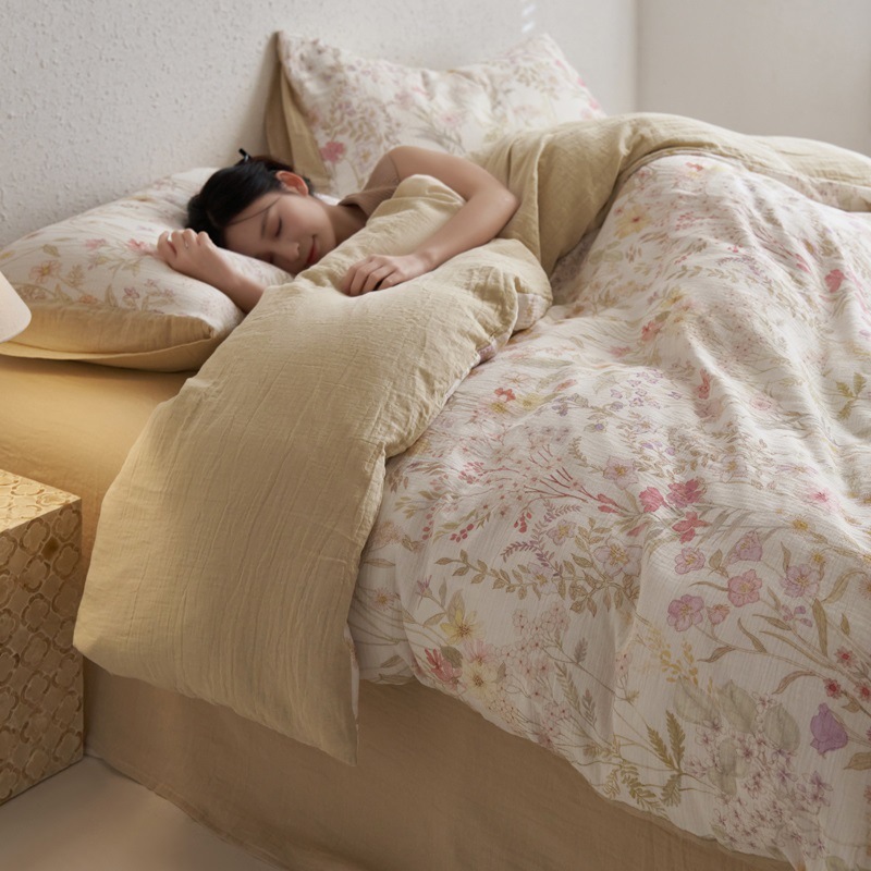クラスaオールコットン3層糸ベッド4ピースセットスモールフレッシュキルトカバーベッドシンプルなハイエンドセンスフラワーベッドディングシート