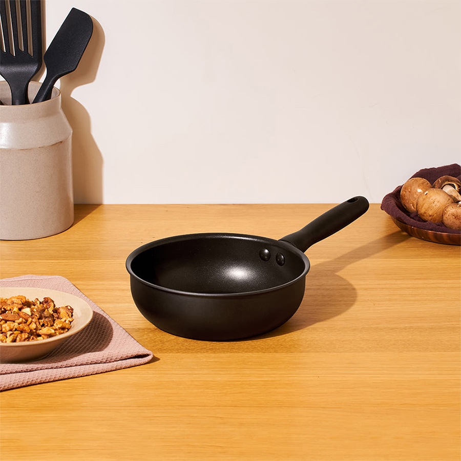 ミッドナイト IH対応 ノンスティック ウォックパン (20cm) PFOAフリー ブラック