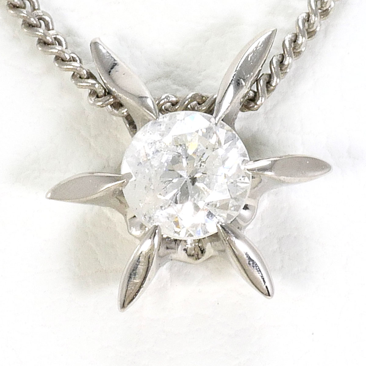 PT850 プラチナ ネックレス ダイヤモンド 0.28ct 総重量約3.2g 約41cm 中古