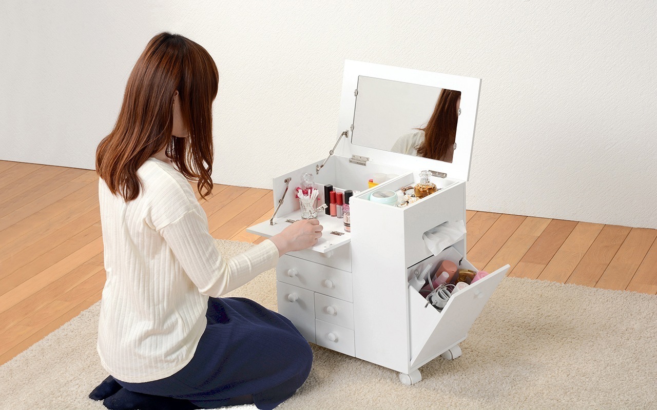 ドレッサー ドレッサーテーブル 化粧台 鏡台 コンパクト おしゃれ ドレッサーデスク コスメワゴン ミニドレッサー メイクボックス かわいい 鏡 ミラー付き