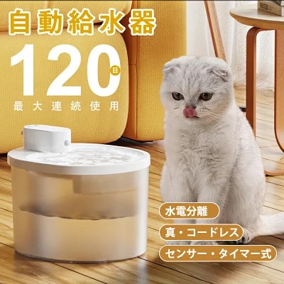 給水器 水飲み器 自動給水器 ペット 自動 水飲み 自動水やり器 自動水やり機 水飲み器 給水 水 給水機 ペット給水器 ペット自動給水器 浄水器 コードレス 水電分離 ポンプ 軟水 ホワイト 透明