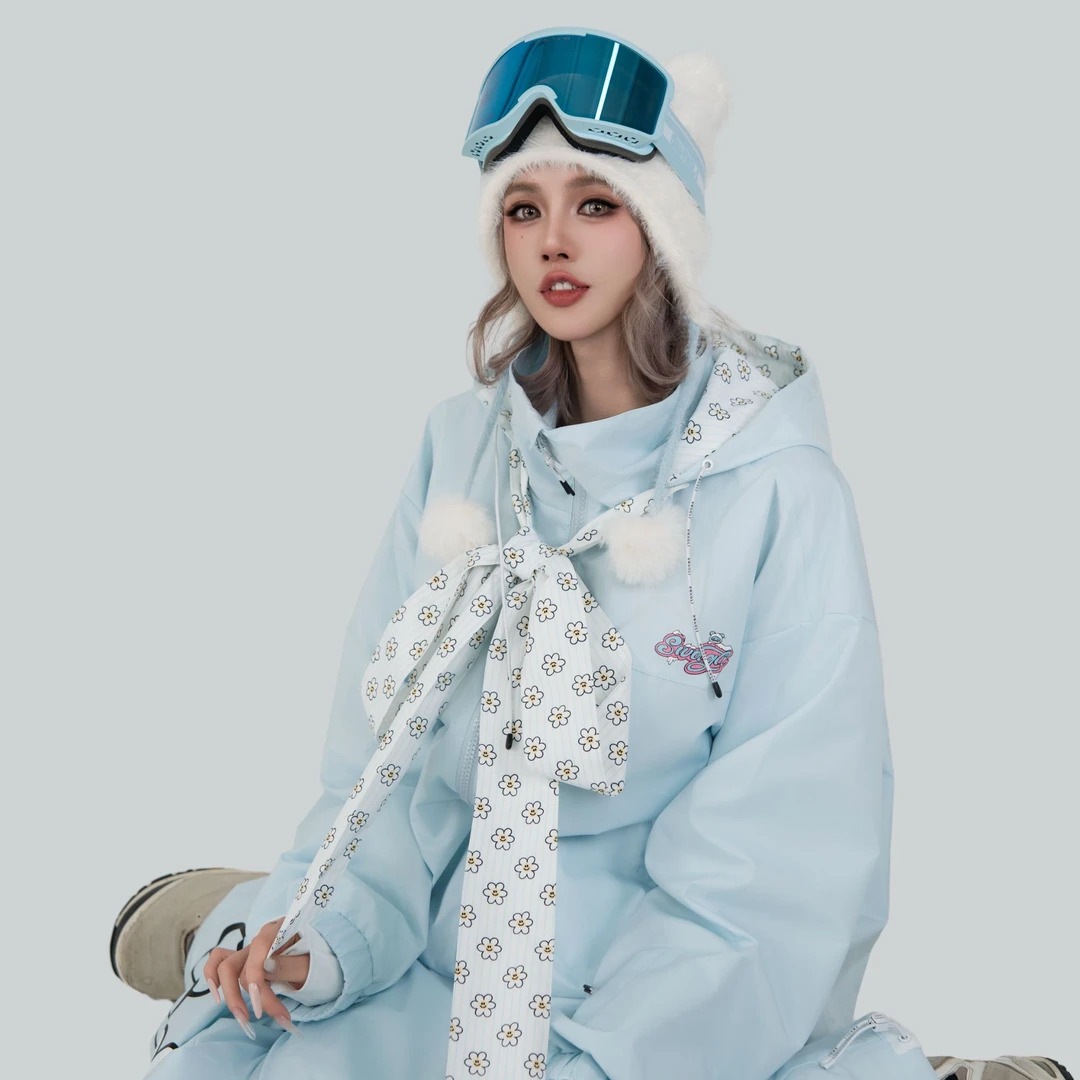 スノーボードウェア 限定モデル 2025 2026 ブルー 花柄 レディース スノパンツ スノウェア レディース スキーウェア スノボウェア スキー 防风撥水