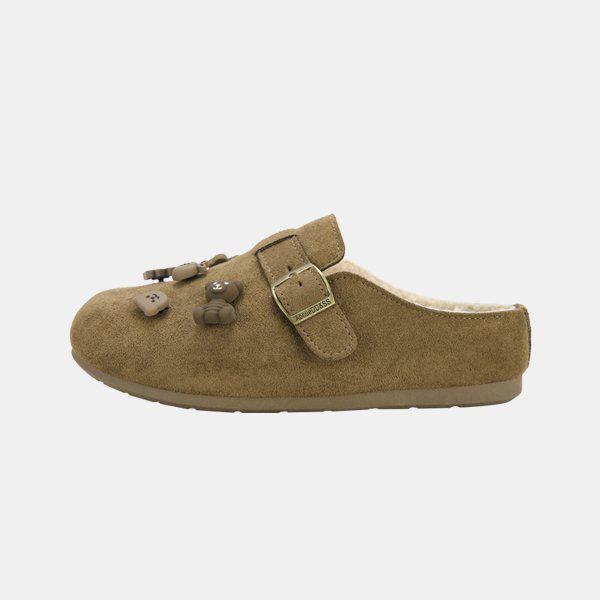 女性 ジビッツ デコレーション ミュール スリッパ 冬 防寒 暖かい 털 スリッパ SSS725