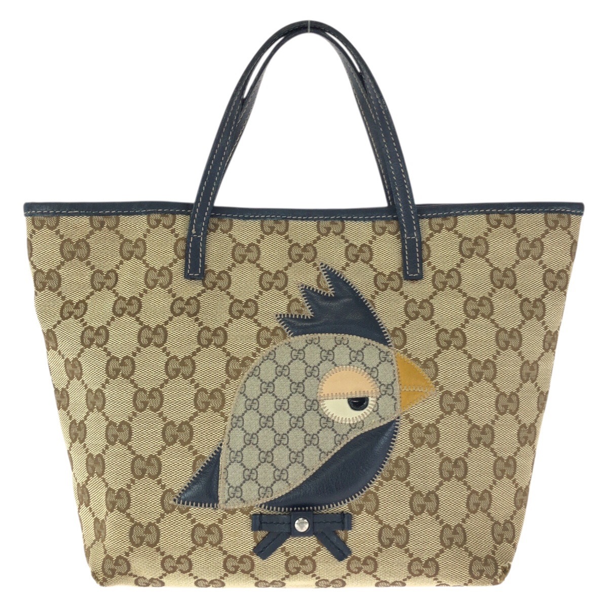 チルドレンズ ZOO オウム ベージュ ネイビー シルバー金具 GGキャンバス/レザー 271101 トートバッグ ハンドバッグ レディース 601632