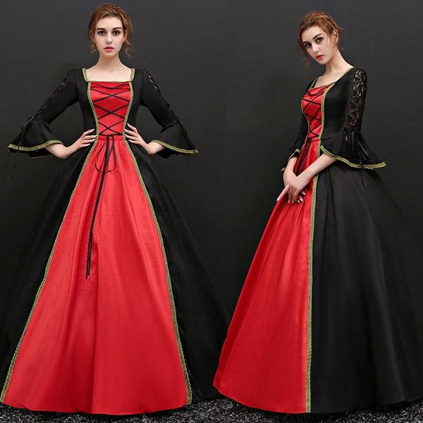 【一部分3日内出荷】【フリーサイズ】宮廷服 コスプレ ロングドレス 劇場 中世貴族風 レッド 8,253円