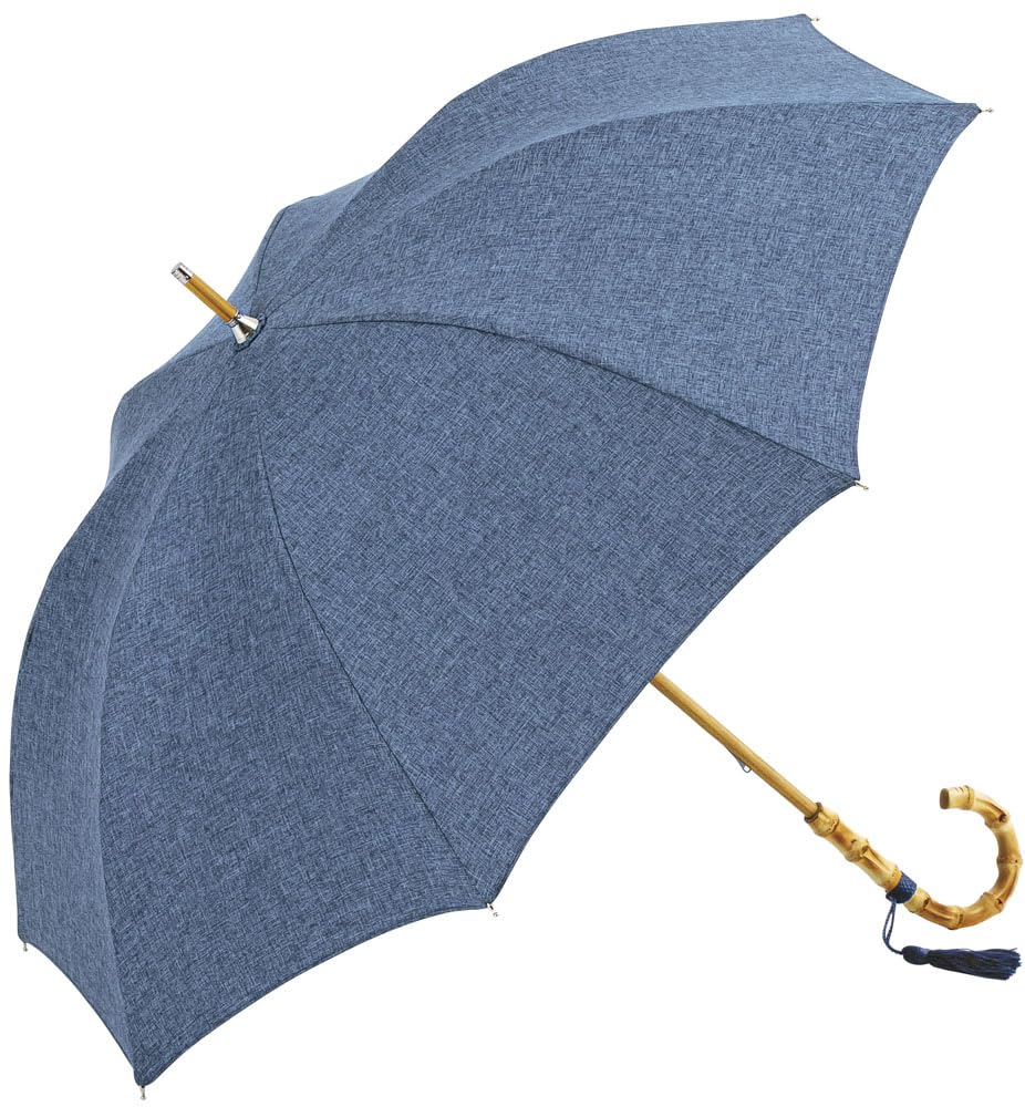 全国送料無料 ビコーズ because 長傘 47cm UVカット約99% 日傘 ポリエステル バンブーハンドル 晴雨兼用 レディース 婦人傘 おしゃれ ネイビー 小さめ プレーンカラー 5,115円