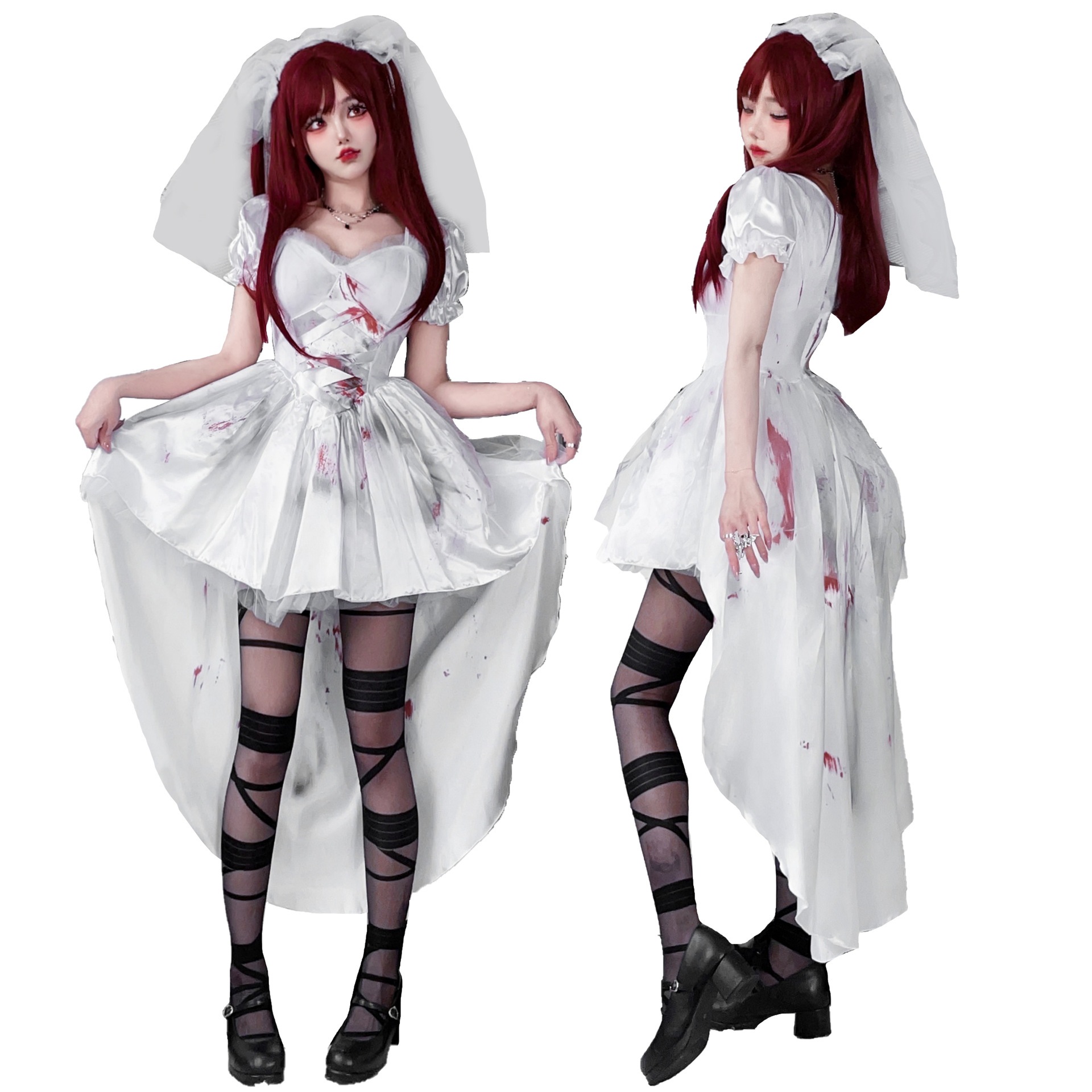 ヨーロッパとアメリカのスタイルのダークゴシックハロウィンコスチューム大人の魔女コスチュームタキシードヴァンパイア花嫁パフォーマンスドレス