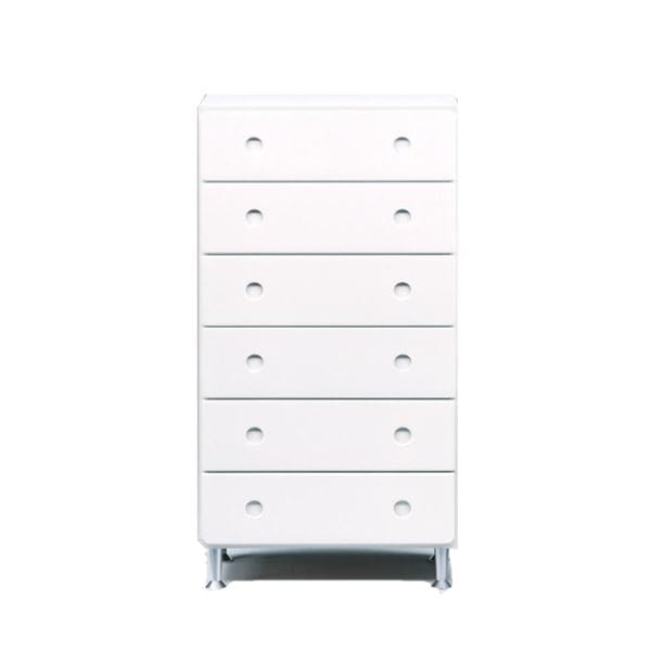 日本製 鏡面 エナメル塗装 ハイチェスト ６段 引き出しスライドレール 60cm幅 ホワイト 完成品 チェスト タンス 衣類収納