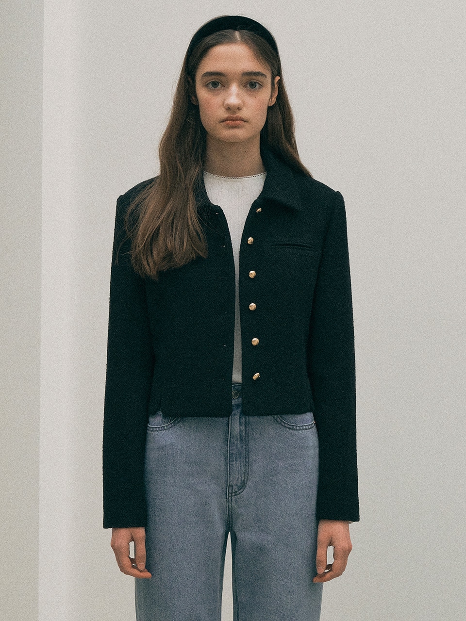 COLLAR TWEED JACKET BLACK