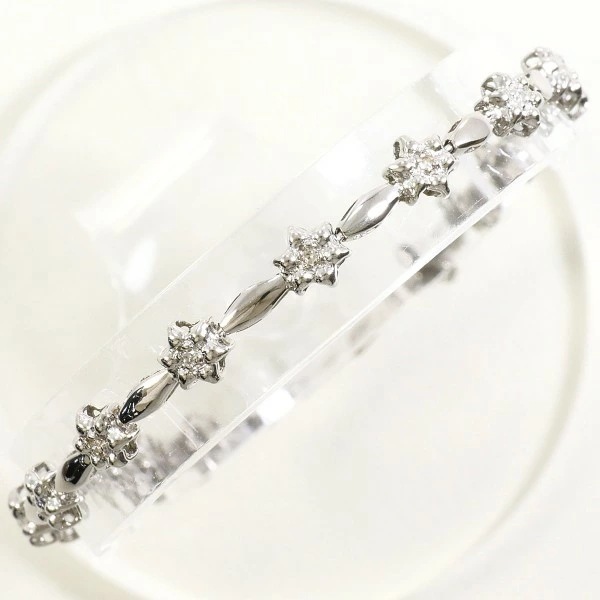 K10WG ブレスレット ダイヤ 総重量約3.8g 約17.5cm ジュエリー 中古