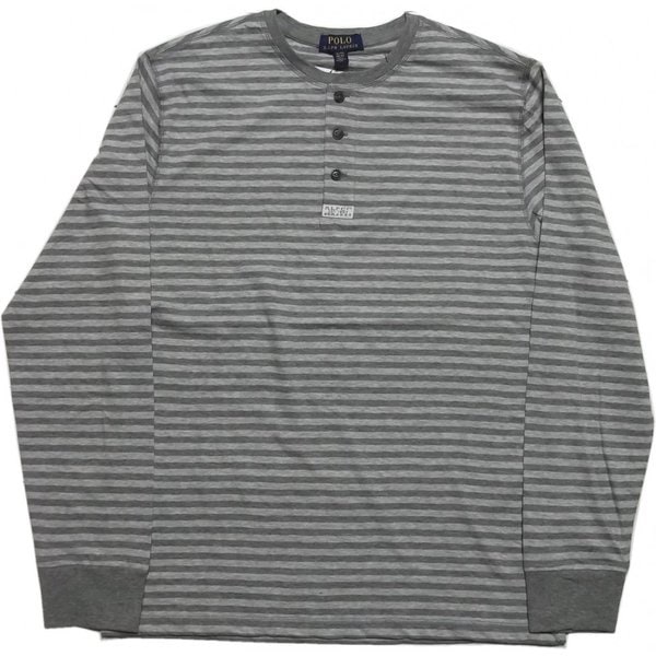 ボーイズサイズ 長袖 ボーダー ヘンリーネック Tシャツ グレー boys PR2-1305