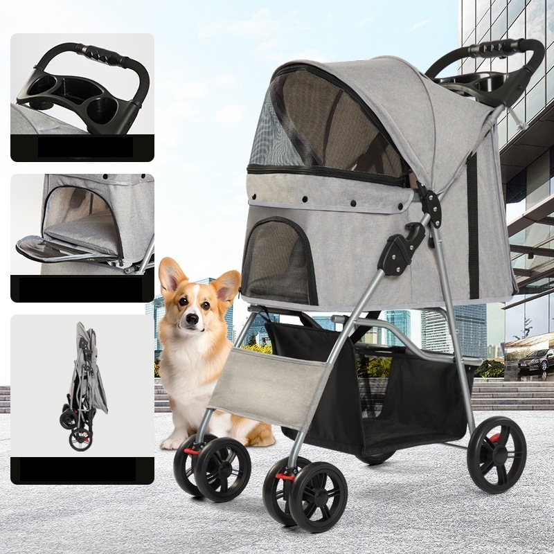 折りたたみ 軽量 ペットカート 多頭 小型犬 中型犬 4輪 片手 バギー ドッグカート ペットキャリー キャリーバッグ キャリー キャスター 猫 ペット