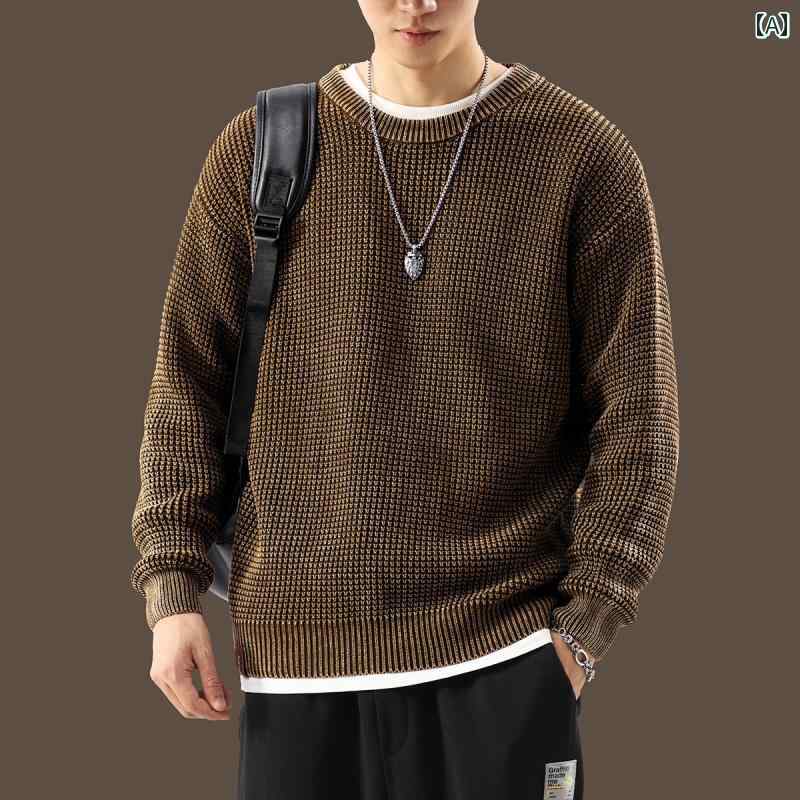 メンズ 春 長袖 厚手 ニット トップス スウェット セーター レイヤード 韓国 カジュアル おしゃれ 普段使い 動きやい 暖かい レジャー アウトドア ワーク