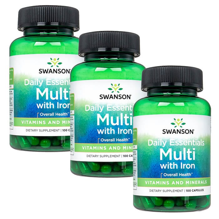 デイリーエッセンシャルマルチ 100錠 3本 スワンソン Swanson Daily Essentials Multi ビタミン ミネラル 海外直送 日時指定不可 ヤマト国際便発送
