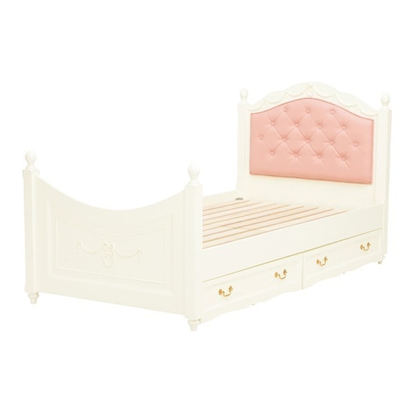 シングルベッド 収納引出し付 クラシック調 ヴィオレッタ ロマンチック 幅107cm ベッドフレーム 収納付きベッド シングル ベッド 寝具 ろくろ脚 すのこ スノコ すのこベッド