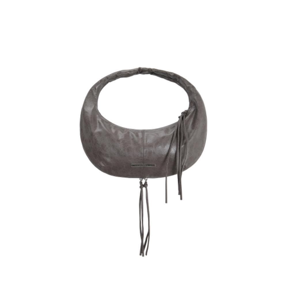 TREEMINGBIRD Zipper Finishing Leather Mini Hobo Bag Gra