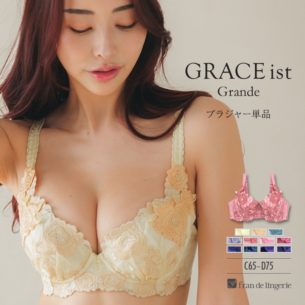 ボディメイクの真骨頂ゴージャス薔薇刺繍 「グレースイストグランデ」 ブラジャー