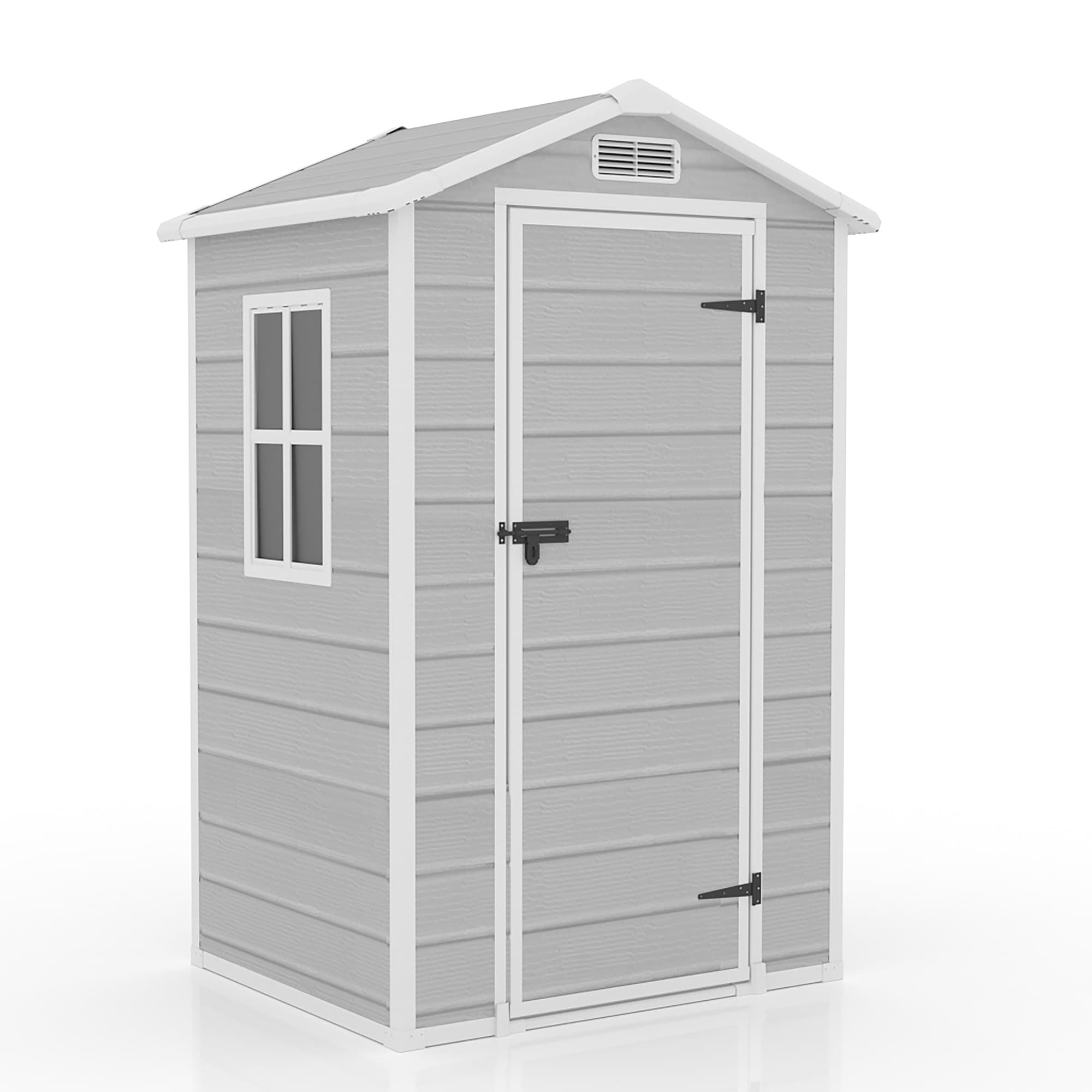 【1900L】樹脂製物置 屋外 大型 倉庫 大型物置 戸外収納庫 物置 防水 耐侯 収納可能 ガーデン 庭 田畑 農場 頑丈 大容量 窓付き Light・グレー