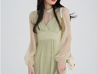 「ミストバニラ」レトロな質感 ドレープ生地 ドレス 春 Aラインロングドレス XXS XS S M L XL ワンピース ロング ロング丈 袖あり チュール シフォン かわいい 大人可愛い きれいめ