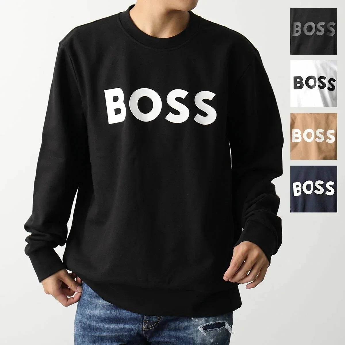 HUGO BOSS ヒューゴボス スウェットシャツ BLACK SOLERI 50496642 メンズ トレーナー ロゴ 長袖 コットン クルーネック カラー5