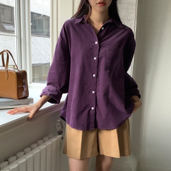 bs7361 コーデュロイオーバーシャツブラウス