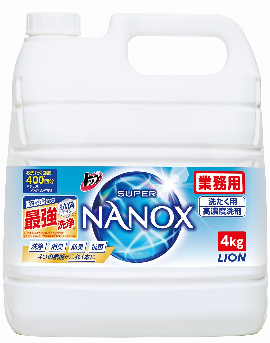 【業務用 大容量】 トップ ナノックス(NANOX) 蛍光剤無配合 洗濯洗剤 液体 4kg つめかえ用大容量(4ｋｇ) クリスタルソープ