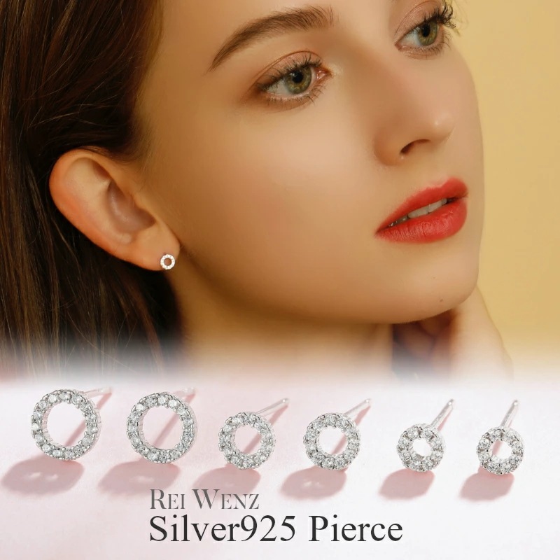 【高品質Silver925】ピアス サークル 丸 円 ジルコニア ビジュー キラキラ オフィス 仕事 シルバー ゴールド ミニ 小さめ シンプル レディース ブランド プレゼント 人気