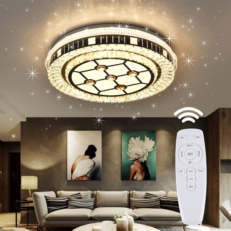 LED シーリングライト 水晶LEDライト 欧風 シーリングライト 35W 68畳 無段階調光調色タイプ 常夜灯 モード メモリ機能 LE