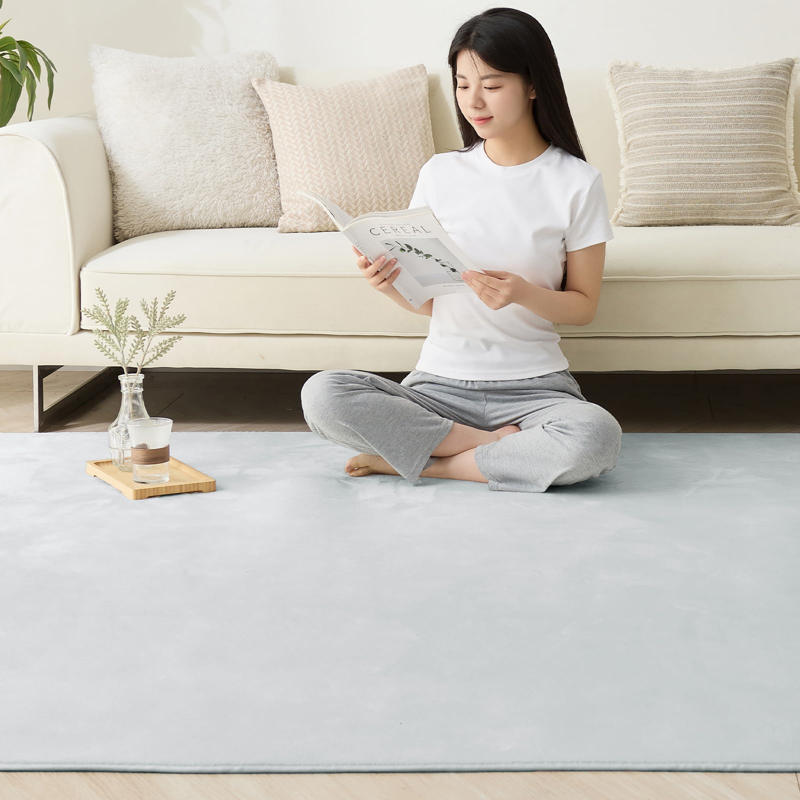 Softime カーペット ラグ ラグマット 200×300cm（約4.5畳）絨毯 滑り止め付 ラグカーペット 軽量設計 洗える 地毯 抗菌 防臭 防ダニ フランネルラグ オールシーズン 床暖房 ホッ