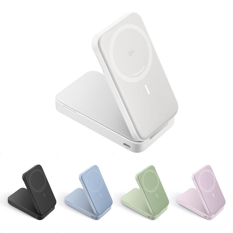 MagGo Power Bank 6600mAh モバイルバッテリー Qi2対応 ワイヤレス充電 最大出力15W MagSafe対応 マグネット式ワイヤレス充電対応 コンパクト 折りたたみ式スタンド