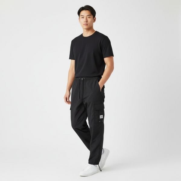 Nylon Utility Cargo Pants Black