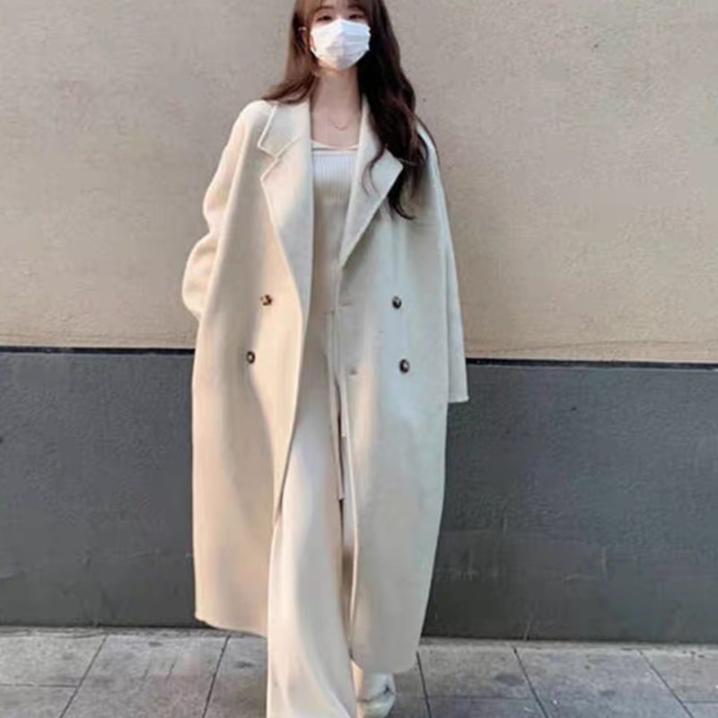 新品 大人気 ラシャコート ラシャ ロングコート コート レディース ロング丈 マキシ丈 無地 長袖 アウター チュニック 折り襟 大きいサイズ シンプル カジュアル 冬