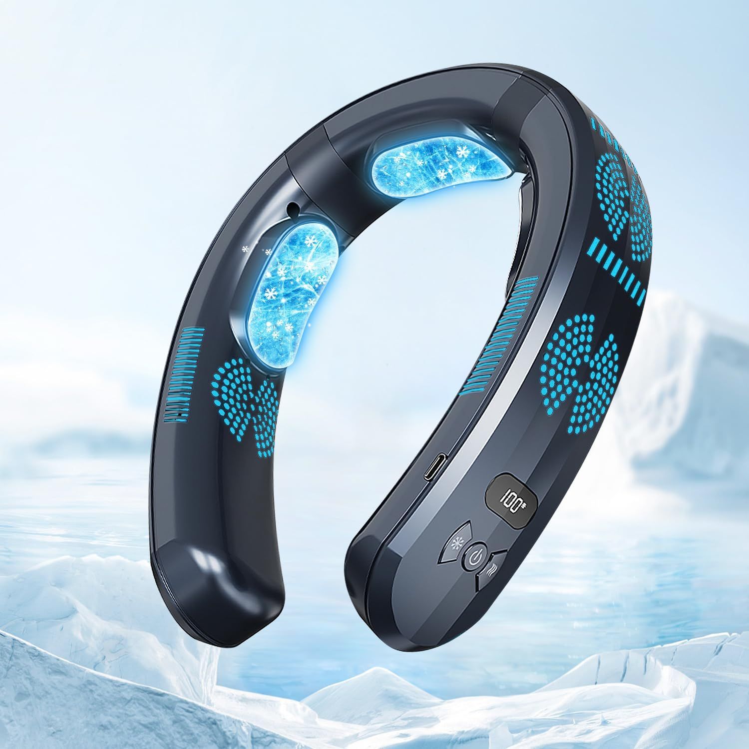 【2025年夏新モデル ネッククーラー】 AVCITY 首掛け扇風機 瞬間冷感 ネックファン【3段階送風3段階冷却3段階加熱】8000mAh大容量 Type-C 充電式 USB扇風 機 LEDライ