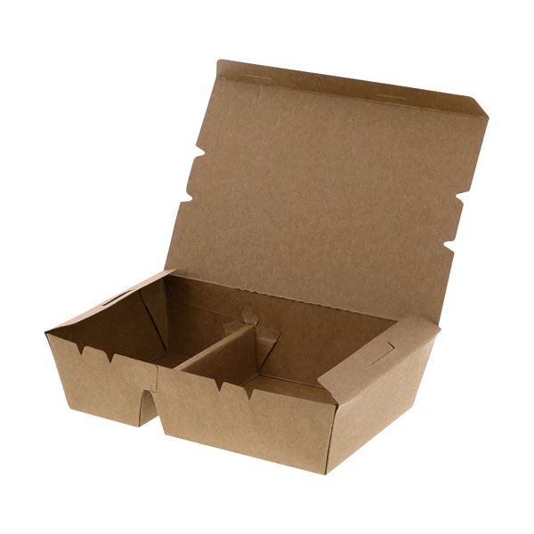 (まとめ) HEIKO 弁当容器 エコランチボックス 2仕切 #004409005 1パック(20枚) (×5セット)