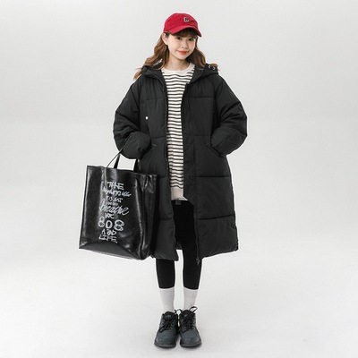 中綿コート レディース 秋冬 防寒 ロングコート アウター ベンチコート 冬服 オーバーサイズ 大きめ ゆったり感 ポケット付き フード付き 撥水 厚手 おしゃれ あったか ブラック S M L 2L